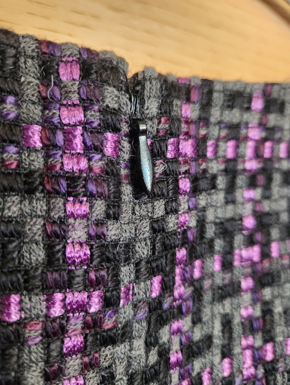 ELIZA J. BLACK GRAY & PURPLE SHORT SLEEVE TWEED SHIFT DRESS SIZE LARGE - Picture 6 of 9